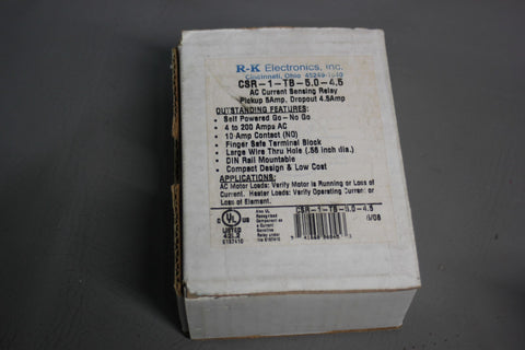 NEW RK CSR-1-TB-5.0-4.5  AC CURRENT SENSING RELAY