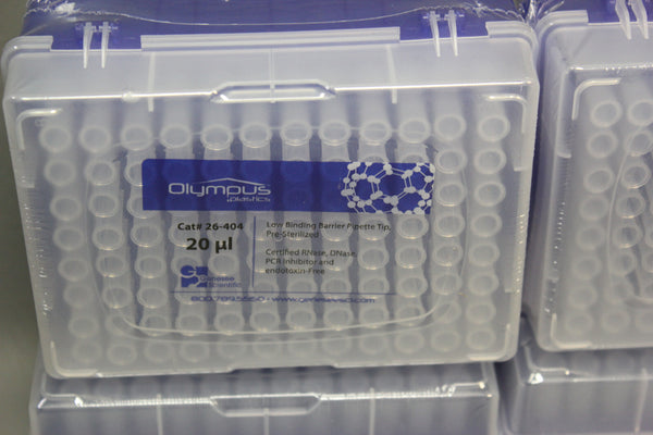 NEW 4 RACKS OLYMPUS 20 ul LOW BINDING BARRIER PIPETTE TIP 26-404
