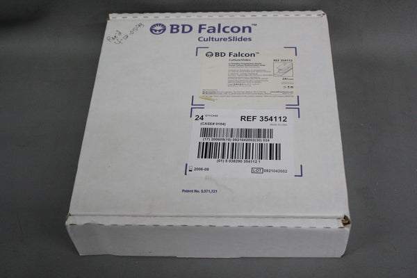 NEW CASE 24 BD FALCON 2 CHAMBER POLYSTYRENE VESSEL TISSUE CULTURE SLIDES 354112