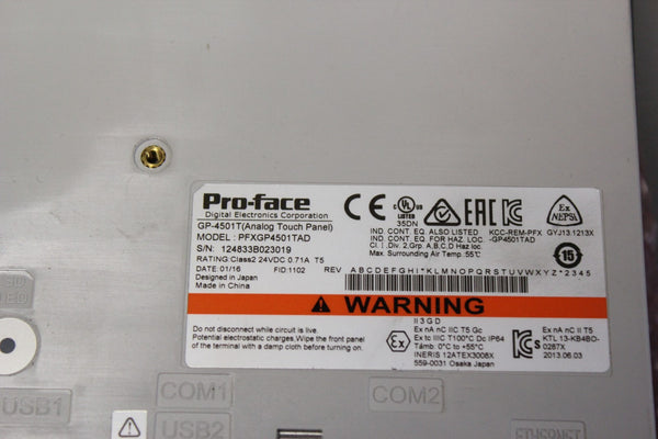 PROFACE HMI OPERATOR INTERFACE PANEL  PFXGP4501TAD  GP-4501T  TOUCH