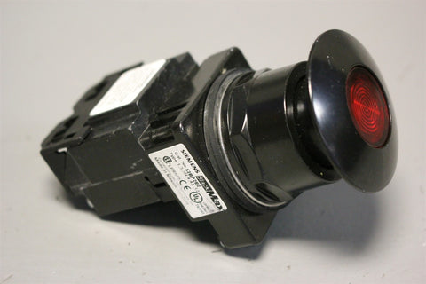 SIEMENS BLACKMAX ILLUMINATED RED MUSHROOM HEAD PUSH-PULL BUTTON 52BP2E2 W/52AAFE