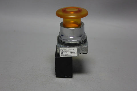 SIEMENS AMBER-COLORED ILLUMINATED PUSH PULL BUTTON 52PP2LT W/52AAIL4
