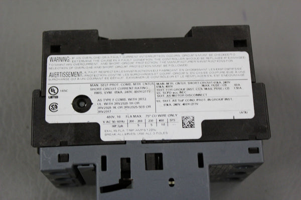SIEMENS SIRIUS CONTACTOR MOTOR STARTER 3RV2021-4AA10