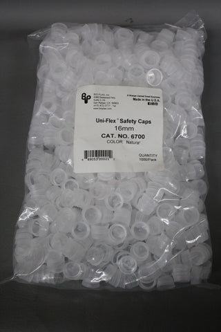 NEW BAG OF 1,000 BIO PLAS UNI-FLEX 16mm TUBE SAFETY CAPS 6700