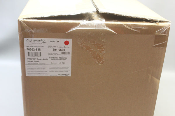 AVANTOR VWR 76302-838 PET SQAURE MEDIA 500ML BOTTLE 48 PCS
