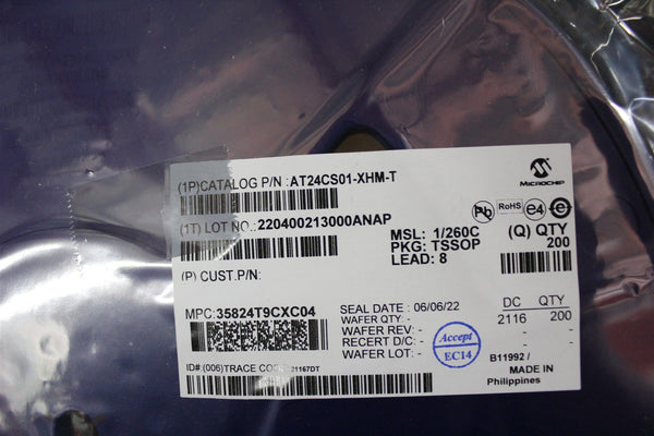 200 NEW MICROCHIP IC EEPROM 1KBIT I2C 1MHZ 8SOIC AT24CS01-XHM-T
