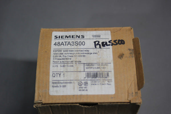 SIEMENS SOLID STATE OVERLOAD RELAY   3UB8113-4AB2 48ATA3S00