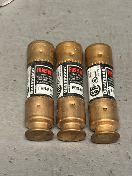 3- Bussmann FRN-R-1/2 Time-delay Fuse Class RK5 1/2 Amps 250 VAC/125 VDC New