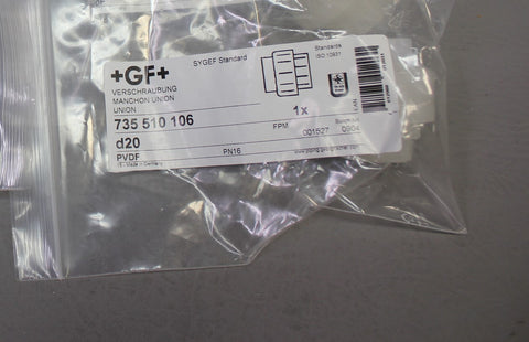 NEW GF PVDF SYGEF CORROSION RESISTANT 20mm SOCKET-FUSION UNION FITTING 735510106