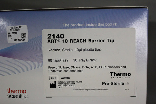 BOX OF 960 NEW THERMO ART 10 REACH BARRIER 10uL PIPETTE TIPS 2140