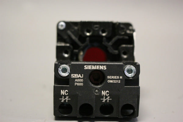 Unused SIEMENS BLACKMAX RED PUSH BUTTON SWITCH 52BM8A2J W/52BAJ