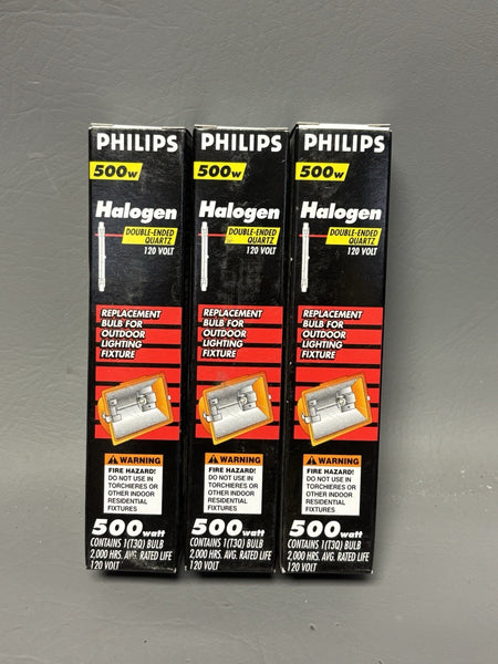 3- PHILIPS 500T3Q /CL 500W Double Ended Halogen 120v bulb