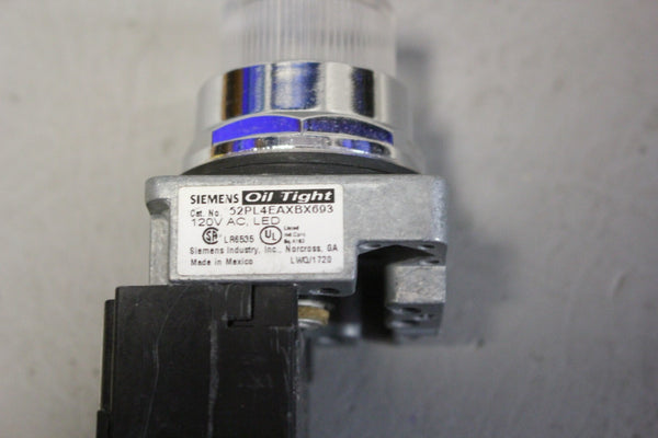 UNUSED SIEMENS PILOT LIGHT MODULE 52PL4EAXBX693 120V AC LED