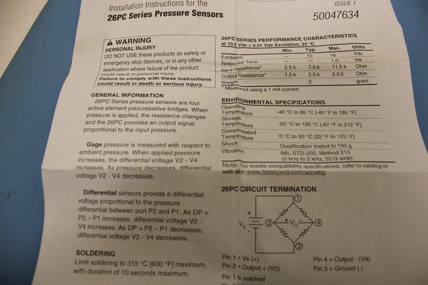 Lot of 20 New HONEYWELL 26PCCFJ6G PRESSURE SENSOR SENSORS