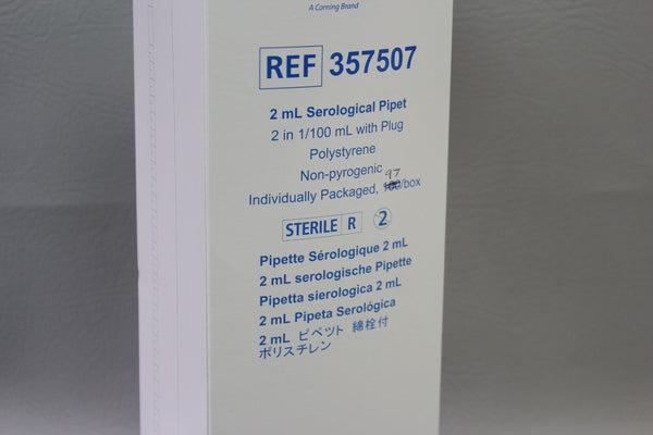 NEW FALCON 2ML SEROLOGICAL PIPET W/ PLUG 357507 POLYSTYRENE 97 PCS