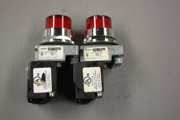LOT OF 2 SIEMENS RED ILLUMINATED PUSH BUTTON 52PL4D3XB