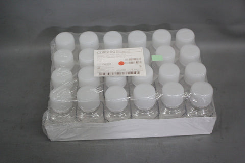 24 NEW CORNING OCTAGONAL GRADUATED 31mm PET BOTTLE WITH CAP 432331 EXP 2024