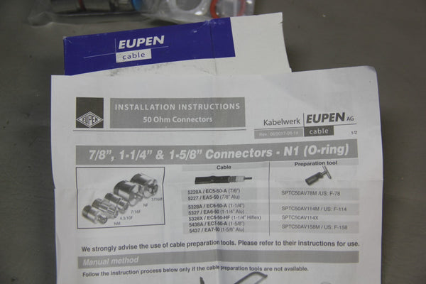 NEW EUPEN 7/8" 50OHM RF MALE STRAIGHT CONNECTOR O'RING 716MV78N1