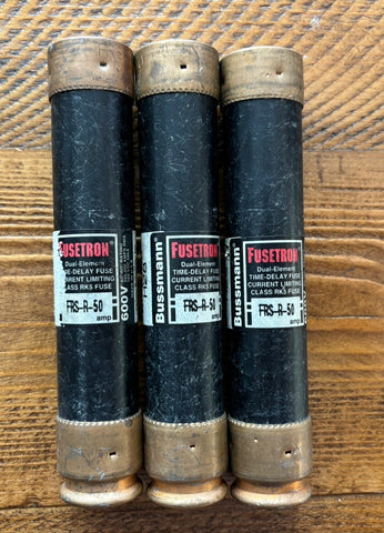 3- Bussmann Fusetron FRS-R-50 600V RK5 Time Delay Dual Element Fuse