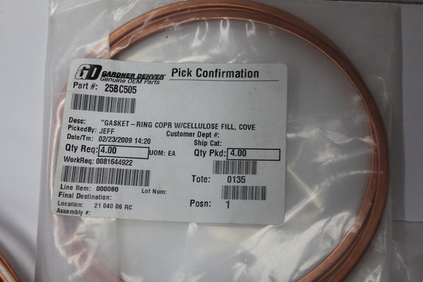 35  GARDNER DENVER OEM COMPRESSOR COPPER GASKET 25BC505  (S8-3-24D