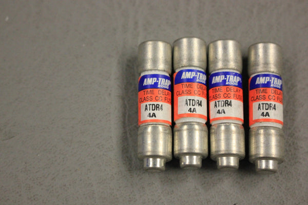 LOT OF 4 AMP-TRAP 2000 TIME DELAY CLASS CC FUSE ATDR4 4A