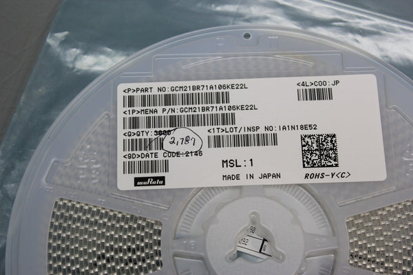 REEL OF 2787 muRata 10UF 10V X7R 0805 CERAMIC CAPACITORS GCM21BR71A106KE22L