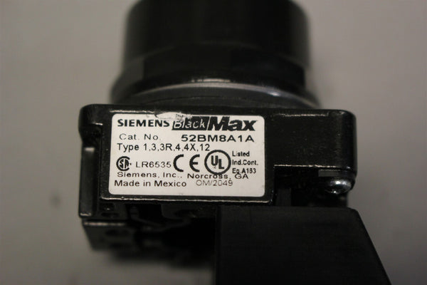 Unused SIEMENS BLACKMAX BLACK PUSH-BUTTON SWITCH 52BM8A1A W/52BJK