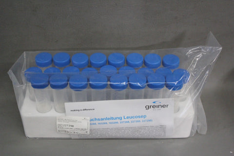 25 NEW GREINER LEUCOSEP 50ML TUBE PP 30/115 MM CONICAL BOTTOM 227290