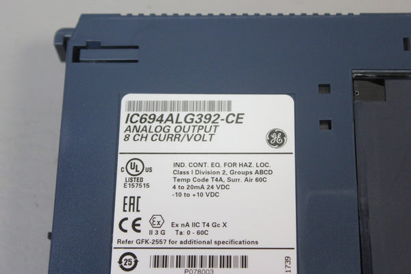GE ANALOG OUTPUT 8 CH CURR/VOLT PLC MODULE IC694ALG392-CE