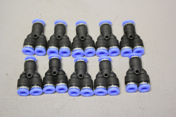 UNUSED LOT OF 10 1/4 Y PNEUMATIC PUSH CONNECTORS
