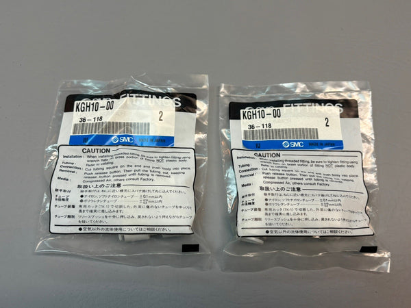 4 - (2Packs) SMC KGH10-00 Stainless Steel One Touch Fitting Straight Union