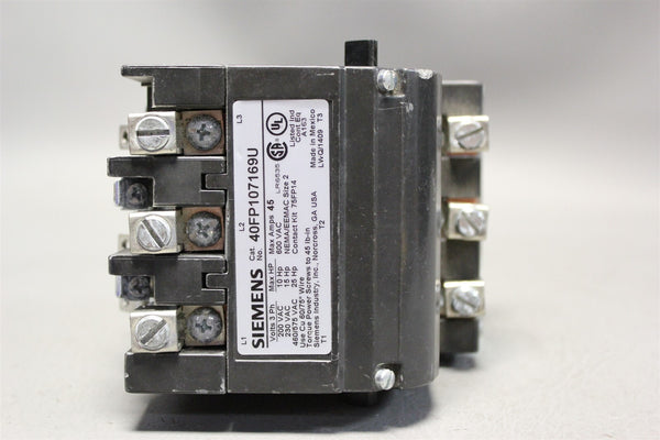 Siemens Furnace Control Contactor 40FP107169U