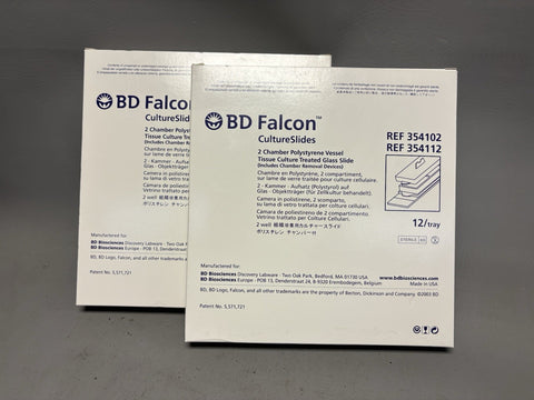 NEW 24 BD FALCON 2 CHAMBER POLYSTYRENE VESSEL TISSUE CULTURE SLIDES 354112