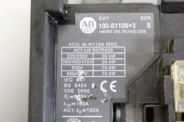 ALLEN BRADLEY 100-B110N*3 MAGNETIC CONTACTOR