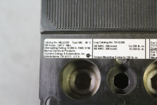 SIEMENS MURRAY CIRCUIT BREAKER  MQJ2200