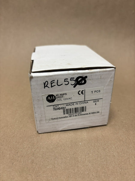 ALLEN-BRADLEY Open Style Power Relay, 40A, 120V Coil 700-HG42A1