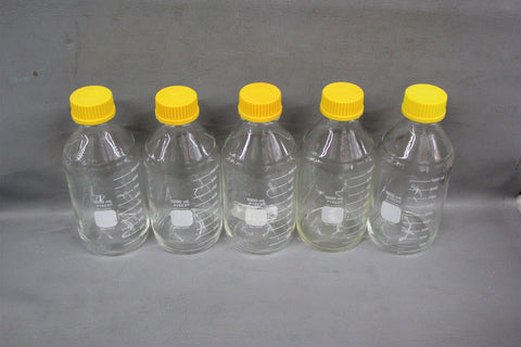 LOT OF 5 PYREX STORAGE & MEDIA GLASS BOTTLES & LIDS 1000ml 1395