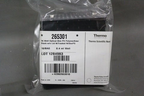 10 NEW THERMO 96 WELL BLACK OPTICAL CLEAR BOTTOM PLATE 265301 0.4ml