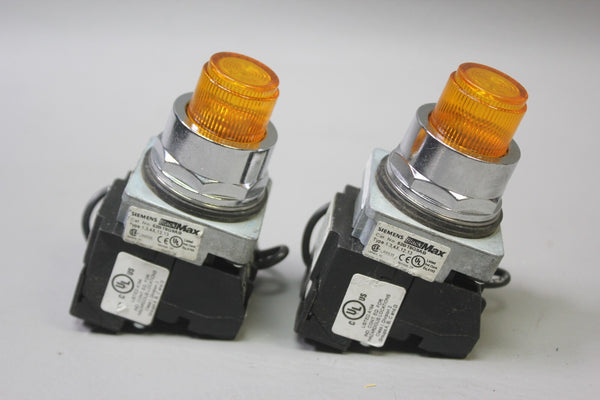 LOT 2 NEW SIEMENS 52BT6G9AB BLACK MAX ILLUMINATED PUSHBUTTON LAMP LED AMBER