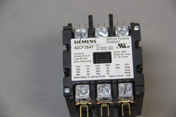 UNSUED SIEMENS DEFINITE PURPOSE CONTACTOR 42CF35AF
