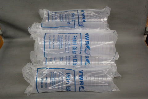 7 BAGS OF NEW VWR POLYSTYRENE PETRI DISHES 100x15mm 25384-342 140 TOTAL