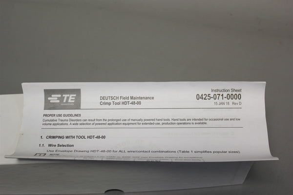NEW TE/DEUTSCH FIELD MAINTENANCE CRIMPER HDT-48-00