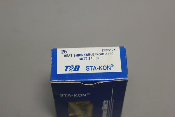 NEW BOX OF 25 T&B STA-KON HEAT SHRINKABLE INSULATED BUTT SPLICE 2RCS10X