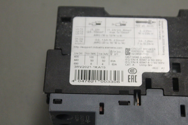 SIEMENS 3RV2021-1KA15 CIRCUIT BREAKER
