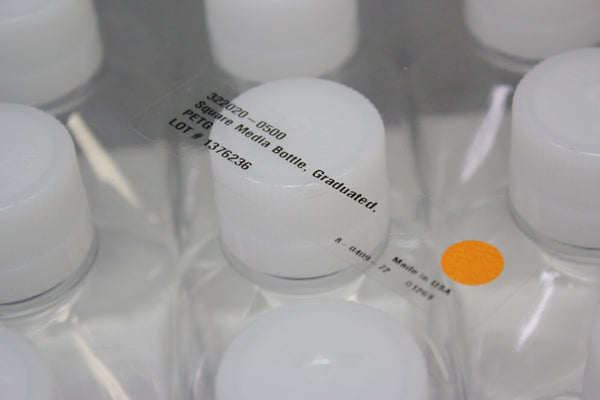 20 NALGENE 500mL Square PETG Graduated Media Storage Bottles 322020-0500