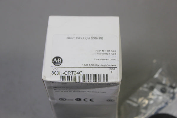 NEW ALLEN BRADLEY 30MM PILOT LIGHT 800H-QRT24G SER. F