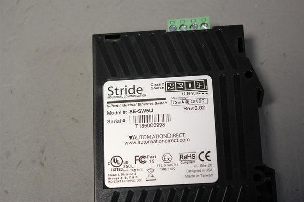 UNUSED STRIDE 5 PORT INDUSTRIAL ETHERNET SWITCH SE-5W5U