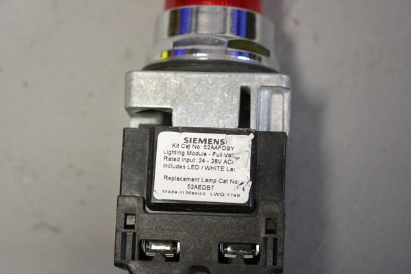 UNUSED SIEMENS RED ILLUMINATED PILOT LIGHT 52PL4D2XY