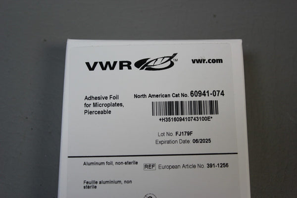 NEW BOX OF 100 VWR PIERCEABLE ADHESIVE FOIL SHEETS FOR MICROPLATES 60941-074