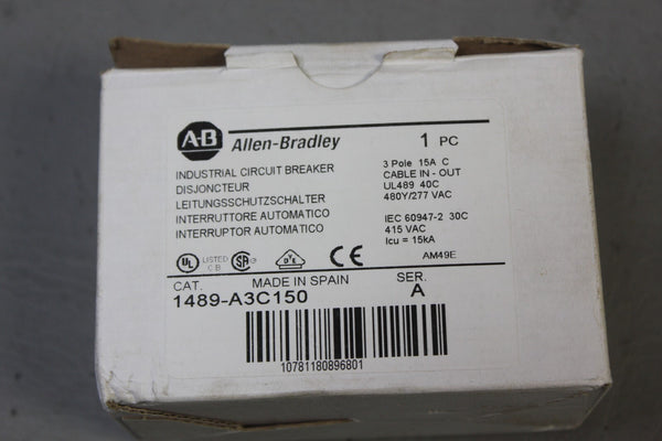 NEW ALLEN BRADLEY 3 POLE CIRCUIT BREAKER 1489-A3C150 A